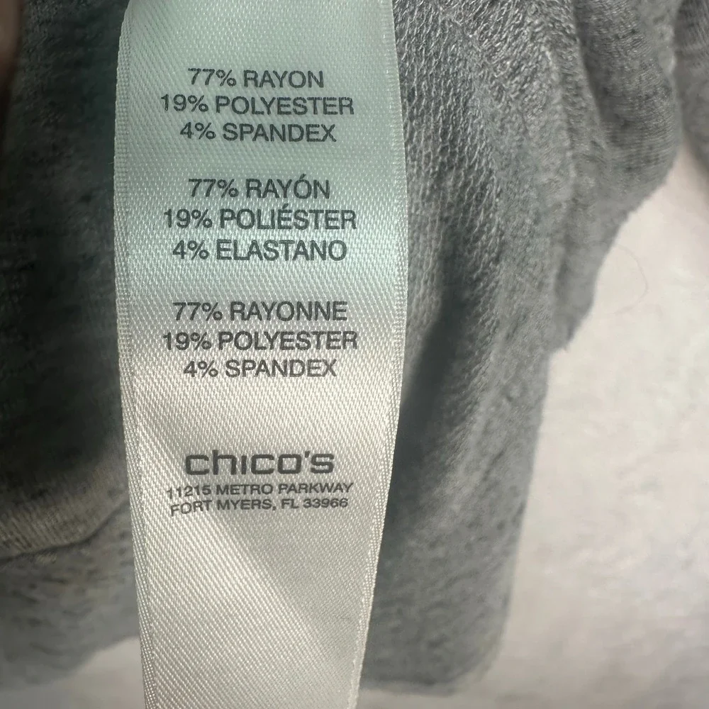 Chico's Knit Top Womens XL Gray 3/4 Sleeve Scoop Neck Heathered Pullover - Picture 8 of 8